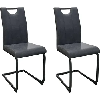 Jídelní židle byLIVING jídelní židle set 2 BANFF / vintage mikrovlákno antracit / černý matný kovový rám / s područkou / otočná / š 44, v 97, hl 58 cm | BANFF