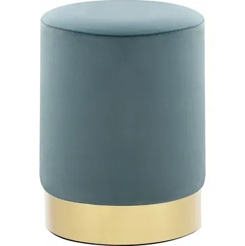 Taburet Podnožka Stolek Taburet ve Tvaru Sudu Sametová Světle Modrá/Zlatá 2