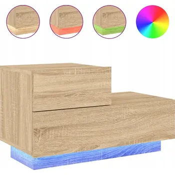 Noční stolek LED RGB Noční stolek s úložným prostorem, dub sonoma, 70x36x40 cm