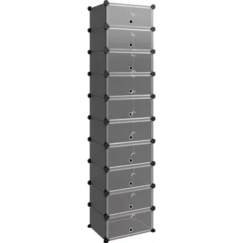 Botník z PP panelů a oceli, černá, 44x32x174 cm