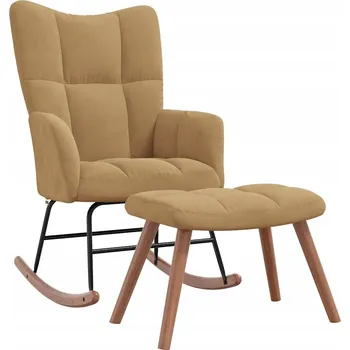 Křeslo Houpací křeslo s podnožkou Samet Hnědé 61x78x98 cm