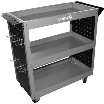 Dílenský vozík, 3 police, 12 háčků, 80x35x74 cm - VISTA