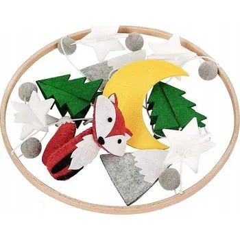 Kolotoč nad postýlku Kolotoč nad postýlku dřevěný s motivem lesa Liška Stromy Měsíc