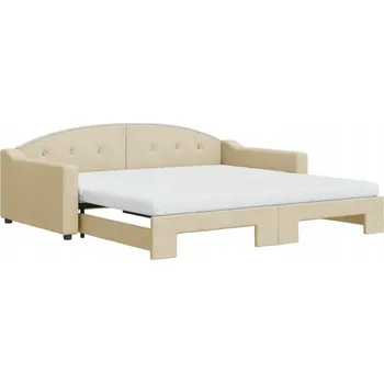 Pohovka Krémově bílá rozkládací pohovka/lehátko 2v1 s matracemi, 223 x 110 x 75 cm