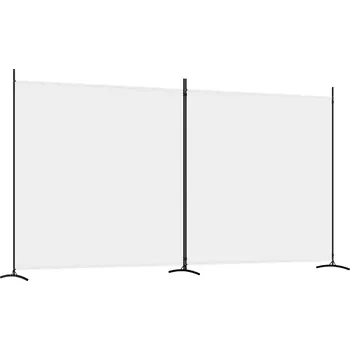Paraván Paraván skládací z látky a železa, bílý, 348x180 cm, 2 panely 171,5x161