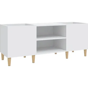 Komoda Skříňka na vinylové desky z eukalyptového dřeva, bílá, 121x38x48 cm