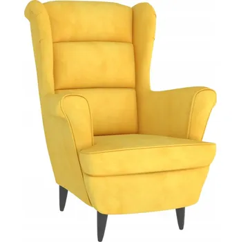 Křeslo Křeslo čalouněné sametem, hořčicově žluté, 74x84x100 cm