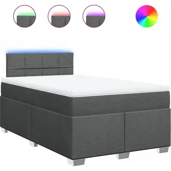 Postel Kontinentální postel 200x120 cm tmavě šedá s LED osvětlením