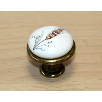 Nábytkové kování 17007 - OLIN 29mm staromosaz porcelán klásek (17007 - OLIN 29mm staromosaz porcelán klásek v povrchu mosaz. Jednoduchý a funkční doplněk do interiéru.)