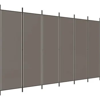 Paraván 6dílná skládací Paraván , antracitová textil , 300x200 cm, žehlička