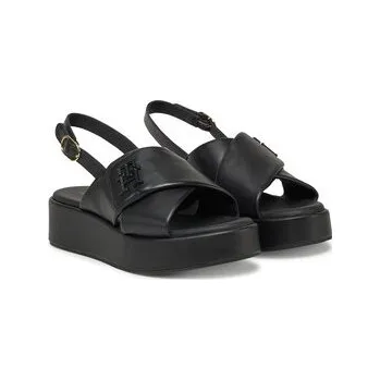 Dámské sandále Sandály Tommy Hilfiger Th Logo Hw Padded Leather Sandal FW0FW08808 Černá 40