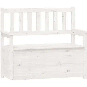 Zahradní lavice Klasická dřevěná lavice s opěradlem, borovice, bílá, 112,5x51,5x96,5 cm