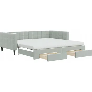 Pohovka Rozkládací lehátko/pohovka se zásuvkami, světle šedá, 223 x 110 x 68 cm