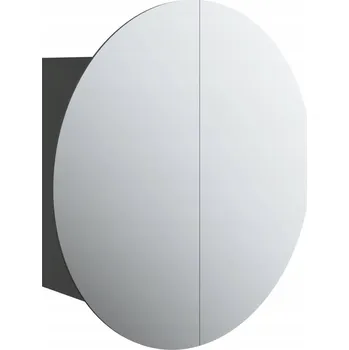 Koupelnový nábytek Koupelnová skříňka s kulatým LED zrcadlem, černá, 47x47x17,5 cm