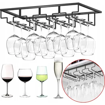 Stojan na víno CZTERORZĘDOWY WIESZAK NA KIELISZKI MATNÝ KOVOVÝ STOJAN ŠETŘÍ MÍSTO