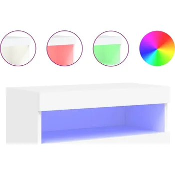 Televizní stolek Závěsná skříňka pod TV s LED RGB osvětlením, bílá, 60x30x40 cm