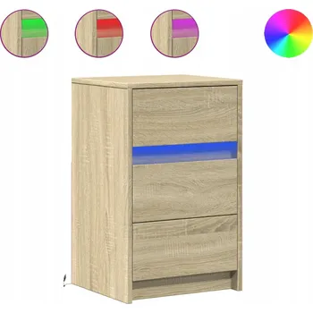 Noční stolek Noční stolek s RGB LED podsvícením, USB, dub sonoma, 38x34x61 cm