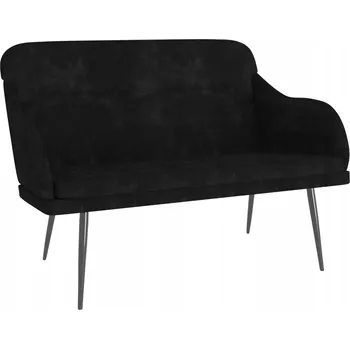 Čalouněná lavice se sametovým potahem a nakloněným opěradlem, černá, 110x76x80 cm