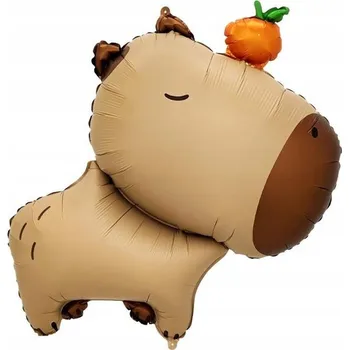 Balónek FÓLIOVÝ BALÓNEK KAPYBARA S POMERANČEM 47 X 64 CM VODNÍ PRASÁTKO NAROZENINY