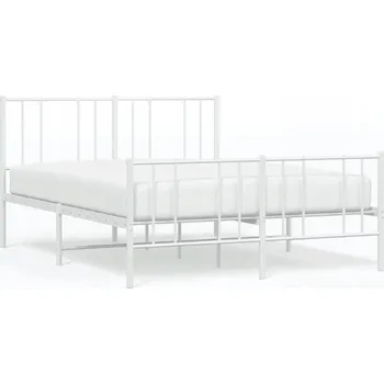 Postel Klasický Rám Postele z Oceli, Bílý, 207x146x90 cm, Výška Prostoru 26