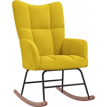 Křeslo Sametové křeslo hořčicové barvy 61x78x98 cm, kaučukové dřevo, Ocel