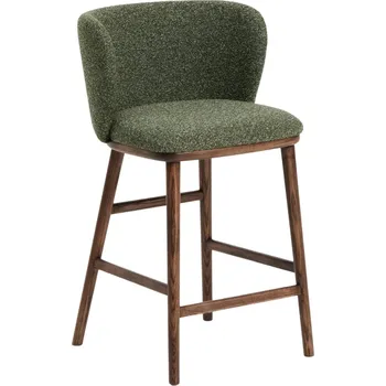Barová židle Kave Home Zelená barová židle Ciselia 65 cm s ořechovou podnoží