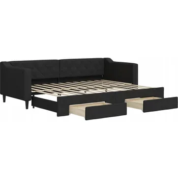 Pohovka Rozkládací pohovka s funkcí spaní, černá, 223 x 90 x 67 cm