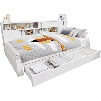 Postel Dětská postel rozkládací pohovka 90*200 Regál Skříňka Postel s úložným prostorem bílá