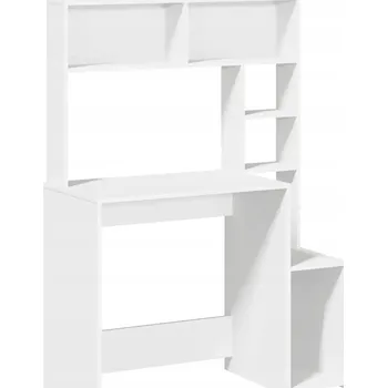 Psací stůl VidaXL Psací stůl s policemi, bílý, 100x45x140 cm, dřevotříska