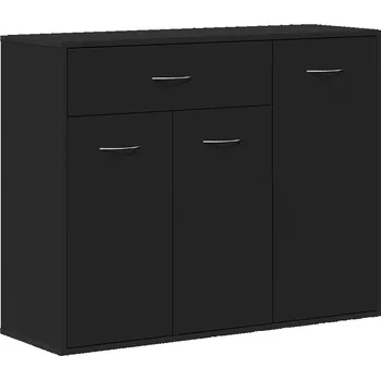 Komoda Minimalistická komoda černá s 1 zásuvkou a 3 dvířky, 88x30x70 cm