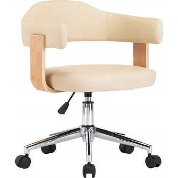 Otočná Kancelářská Židle, Krémová, Umělá Kůže, 55x50x(70-78) cm