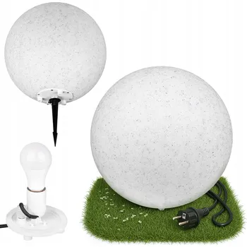 Venkovní osvětlení LED zahradní lampa ZAPICHOVACÍ KOULE 35CM KAMENNÁ E27