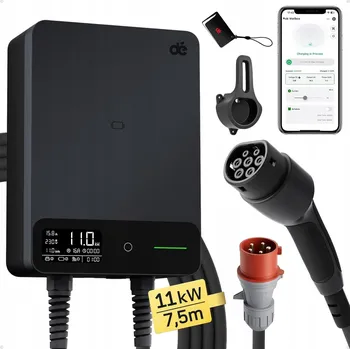 Nabíjecí stanice pro elektromobil Nástěnná nabíječka pro elektromobily Wallbox EV 11 kW Typ 2 s Wi-Fi, 7,5 m kabel