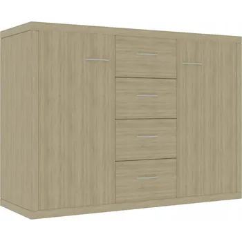 Komoda Minimalistická komoda se 4 zásuvkami a 2 dvířky, Dub Sonoma, 88x30x65