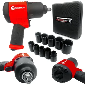 Sada nářadí FORCEKRAFT Pneumatický rázový utahovák 1/2" Twin Hammer 720HM, sada hlavic