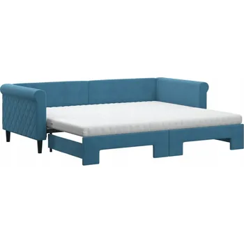 Zahradní lehátko Rozkládací lehátko 2 v 1 s matracemi, modré, 229 x 100 x 68 cm