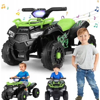 Dětské elektrovozidlo Čtyřkolka MUSIC Quad ATV na baterie pro děti, zelená, nafukovací kola, s hudbou
