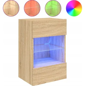 Televizní stolek Závěsná skříňka pod TV s LED RGB osvětlením, Dub Sonoma, 40x30x60,5 cm