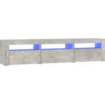 Televizní stolek TV stolek s RGB LED osvětlením, materiál na bázi dřeva, šedá betonu,