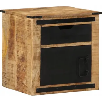 Noční stolek Noční stolek z masivního mangového dřeva a železný rám 45x40x45 cm