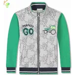 Teplá chlapecká mikina Kugo FM0362 šedá / zelené rukávy