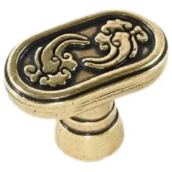 Nábytkové kování 91094 knopka ovál, staromosaz, rustikální (Nábytková knopka v povrchu mosaz. Jednoduchý a funkční doplněk do interiéru.)