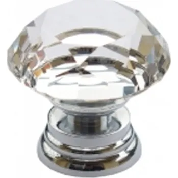 Nábytkové kování 85002 knopka 30mm, křišťál stříbro (Nábytková knopka 30 o průměru 30 mm. Jednoduchý a funkční doplněk do interiéru.)