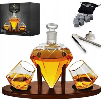 Sada na whisky Mikamax 0,85 l sklo karafa a 2 sklenice s diamantovým brusem