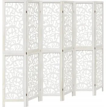 Paraván Paraván skládací s prolamovaným vzorem, masivní dřevo Paulownia, bílý, 210-215 x