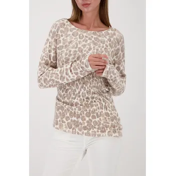 Dámská mikina Svetr Monari 809625 béžový leopard s kamínky Velikost: 36