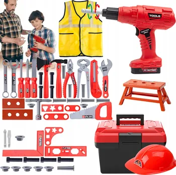 SKŘÍŇKA KUFŘÍK S NÁŘADÍM VRTAČKA DÍLNA SET KUTILA 56x