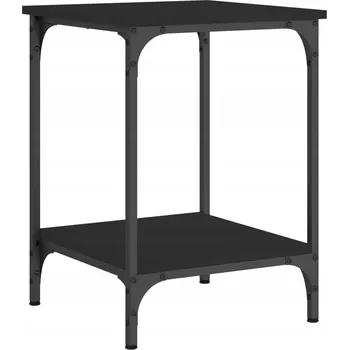 Konferenční stolek Černý konferenční stolek 40 x 40 x 55 cm s policemi a kovovým rámem