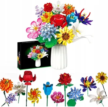 ostatní stavebnice VELKÁ KYTICE KVĚTIN STAVEBNICE KVĚTINY RŮŽE STAVEBNICE 1064DÍLŮ