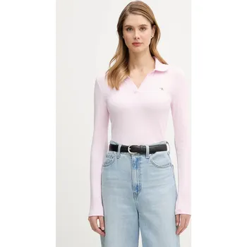 Pánské tričko Tričko s dlouhým rukávem Calvin Klein Jeans LV047E203G růžová 03X, vel. M